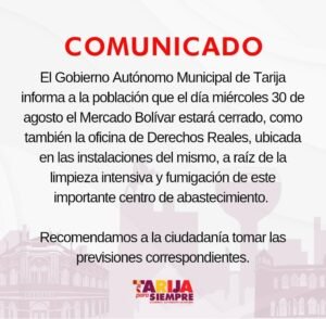 Gobierno Municipal de Tarija Informa