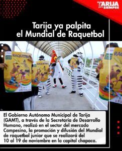 Tarija ya palpita el Mundial de Raquetbol
