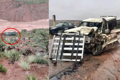La vagoneta que colisionó con el bus que terminó embarrancado