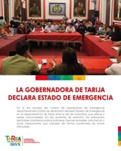 COED declara Estado de Emergencia en Tarija